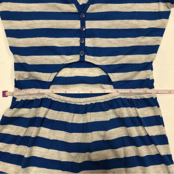 Planet Gold Junior’s Short Sleeve Hi-Low Hem Striped Blue & Light Grey Dress XS - Picture 7 of 8